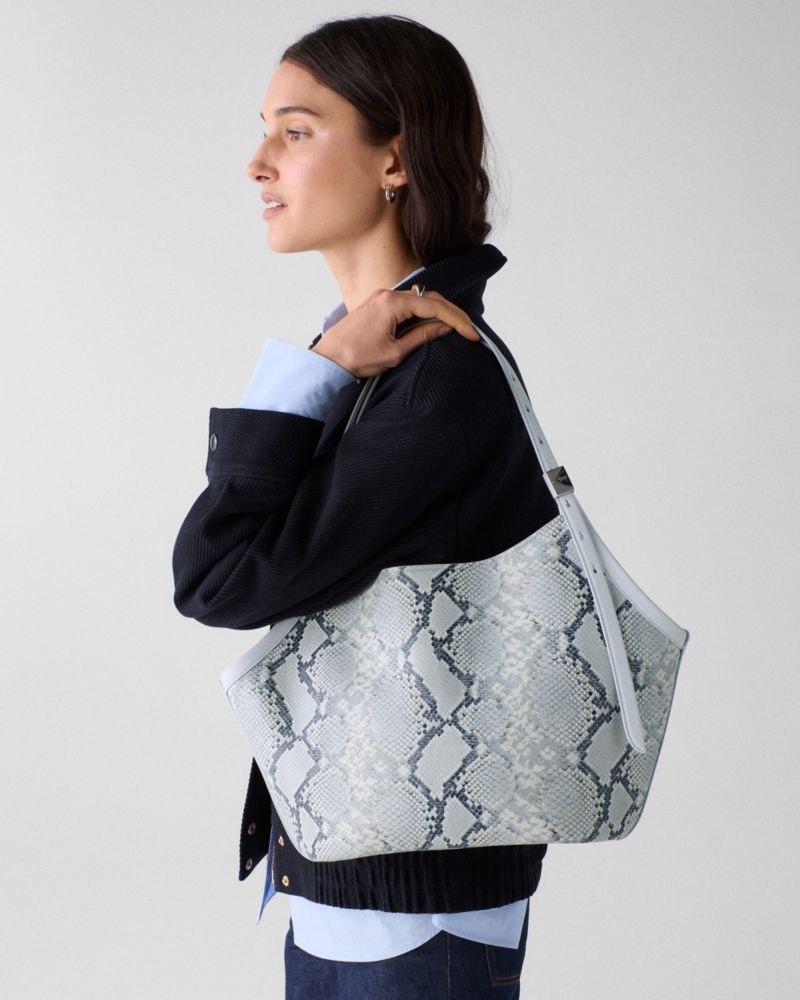 Kate Spade,Deco Snake Embossed Tulip Tote Bag,