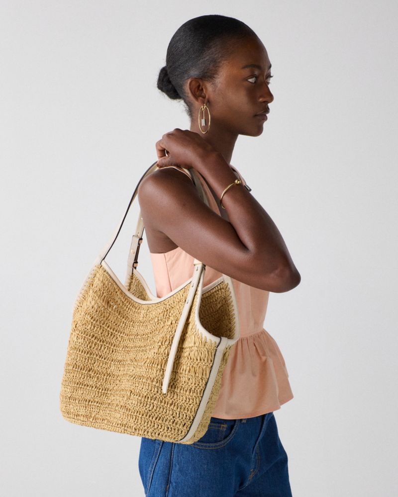 Kate Spade,Deco Straw Tulip Tote Bag,