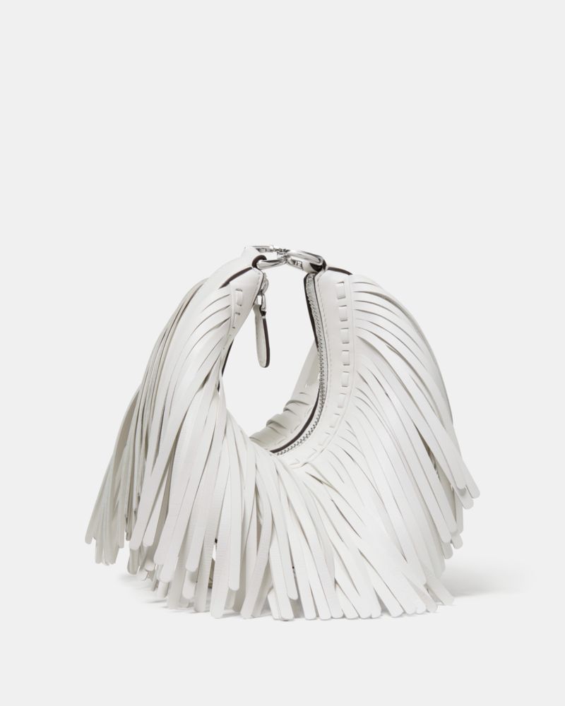 Kate Spade,Duo Fringe Crossbody Bag,Leather,Crossbody,Embellished,Lace Up,Fringe,Day Party,White