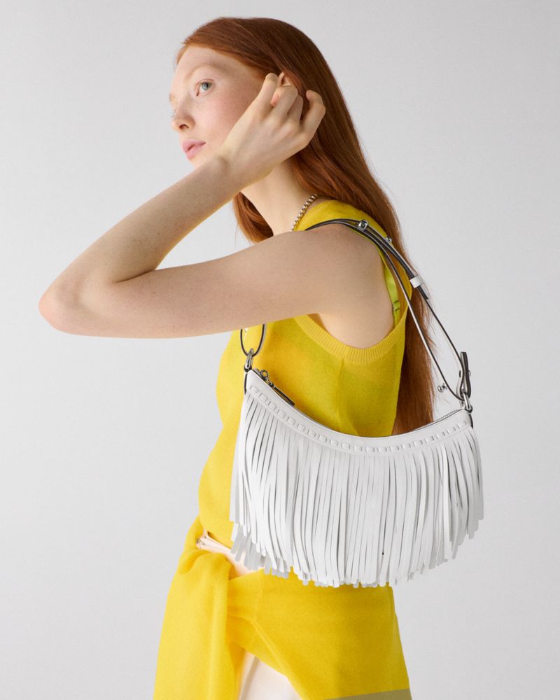 Kate Spade,ケーエスデュオ フリンジ クロスボディ バッグ,ショルダー・クロスボディ,トゥルーホワイト