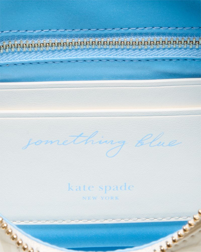 Kate Spade,The Sequin Bangle Bag,Satin,Hobo,Circle,Knot,Metal,Embellished,Sequin,Lined,Gold Metal,Day Party,White