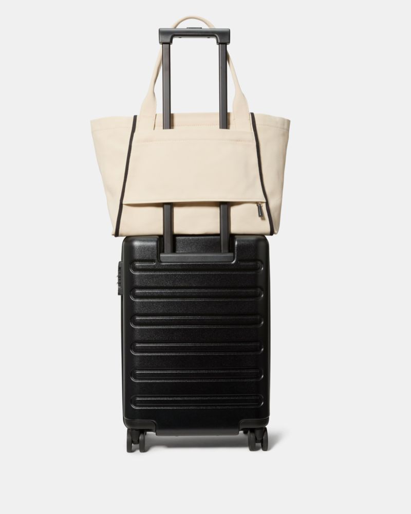 Kate Spade,Dash Large Canvas Tote Bag,Canvas,Tote,Tag Embellishment,Piping,Adjustable,Casual,Cream