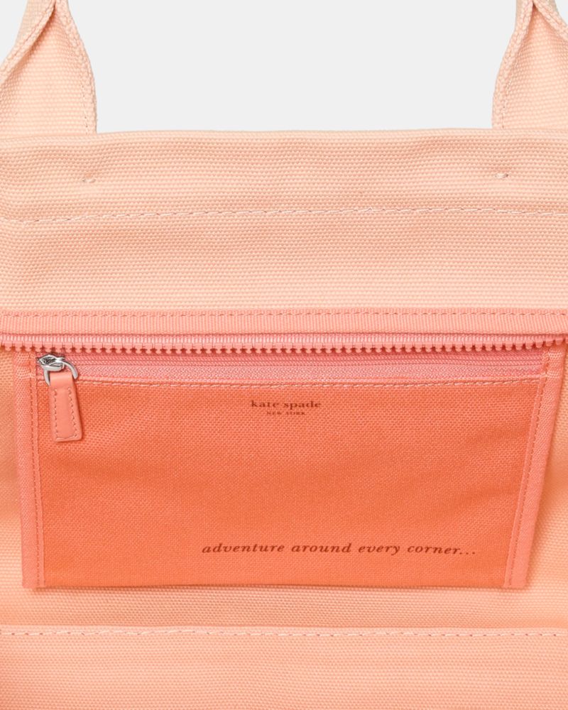 Kate Spade,Dash Canvas Tote Bag,Canvas,Tote,Metal Material,Piping,Tag Embellishment,Gold Metal,Casual,Orange