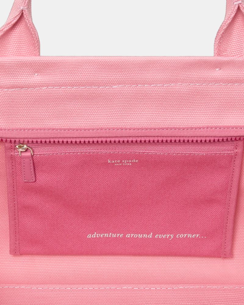 Kate Spade,Dash Canvas Tote Bag,Canvas,Tote,Metal Material,Piping,Tag Embellishment,Gold Metal,Casual,Pink