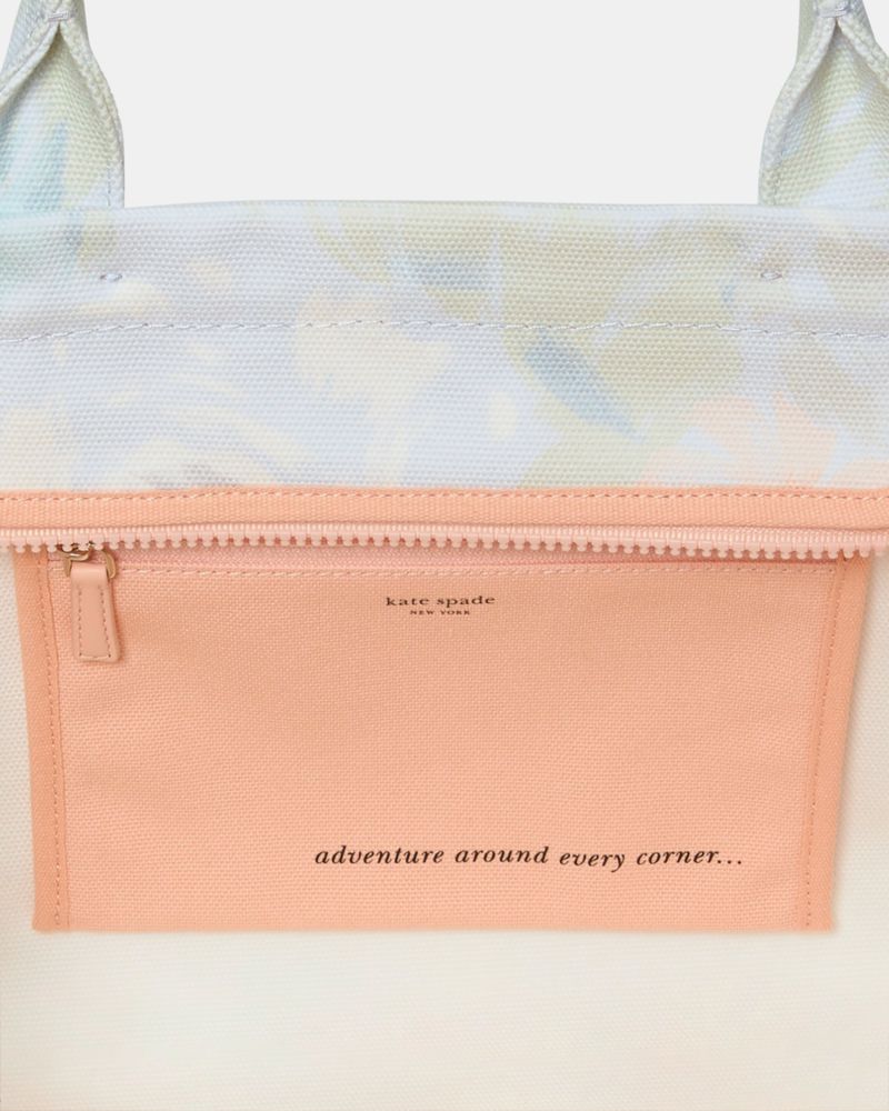 Kate Spade,Dash Hidden Garden Tote Bag,Lining Polyester,Canvas,Tote,Piping,Tag Embellishment,Gold Metal,Casual,Multi Color