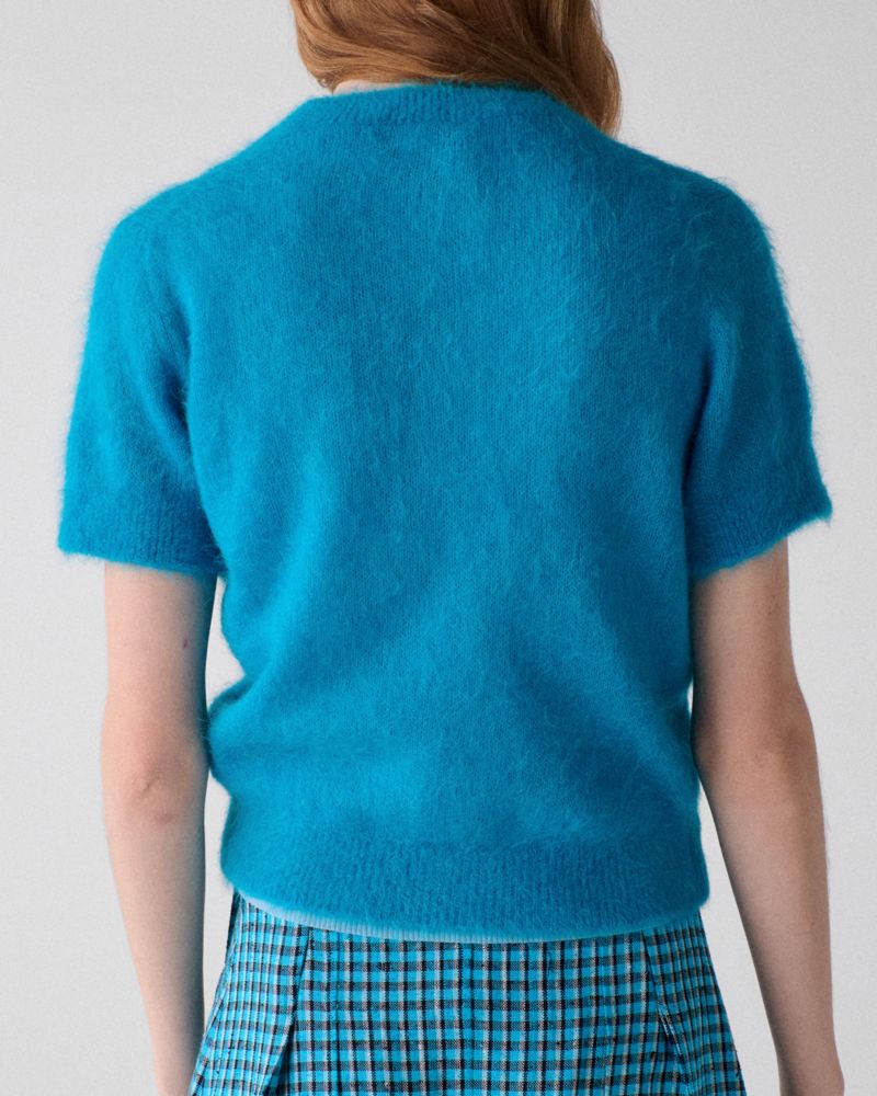 Kate Spade,Fuzzy Short Sleeve Sweater,