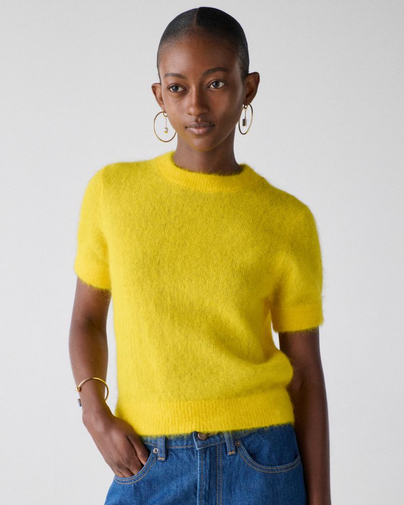 Kate Spade,Fuzzy Short Sleeve Sweater,