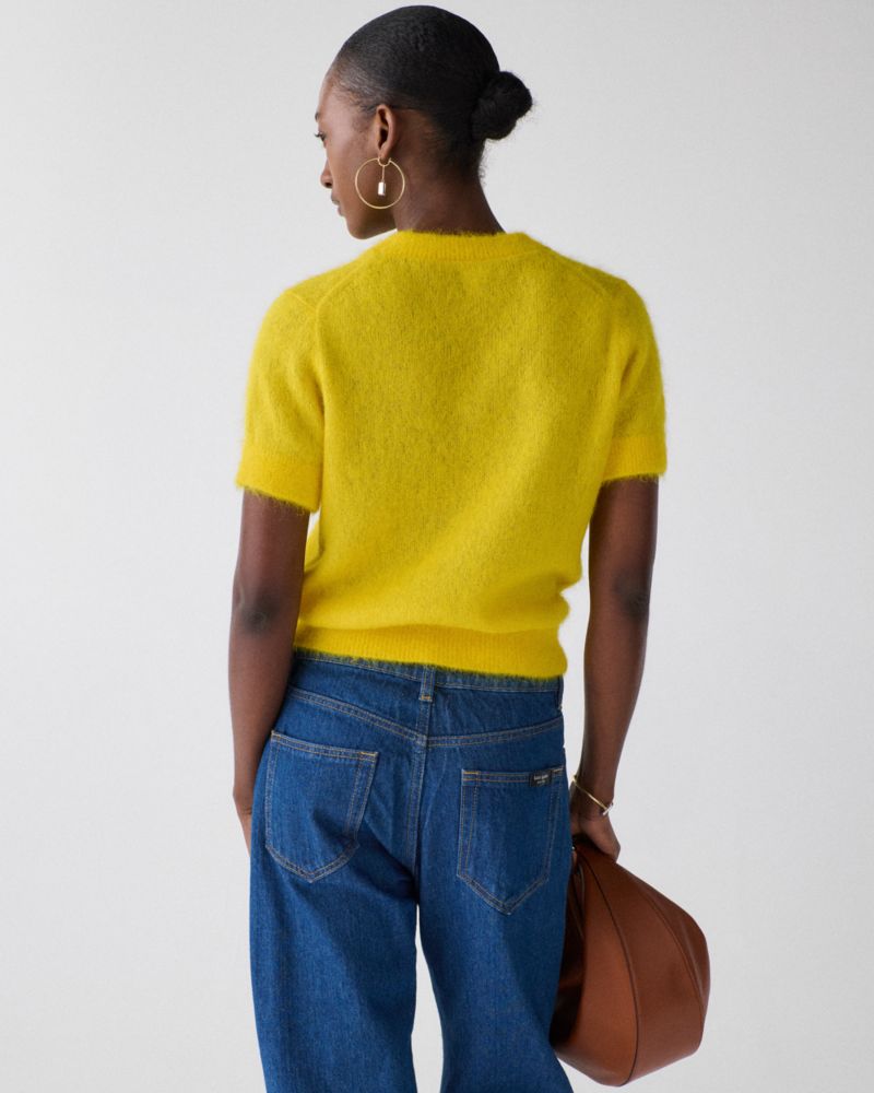 Kate Spade,Fuzzy Short Sleeve Sweater,