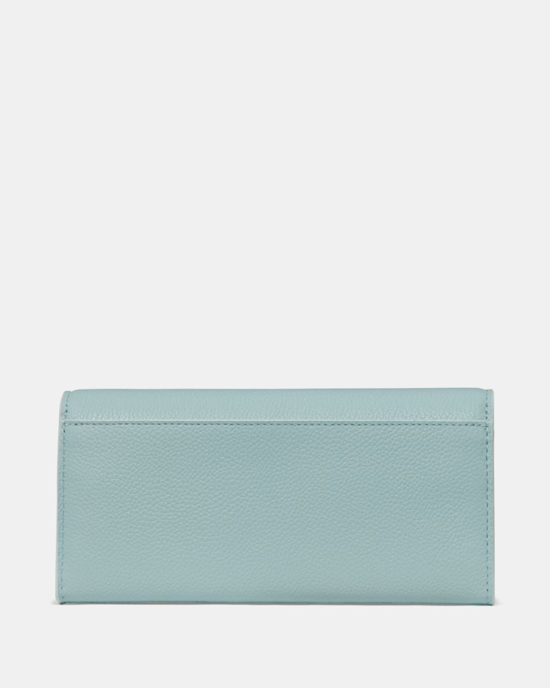 Kate Spade,Deco Large Flap Wallet,Leather,Continental,Logo, Metal,RFID-Blocking,Casual, Mother's Day, Graduation,Blue
