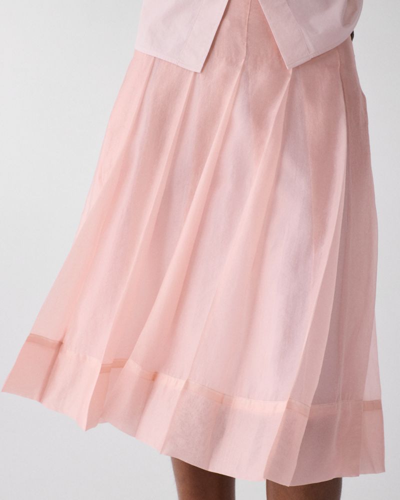 Kate Spade,Crinkled Organza Pleated Skirt,Organza,Polyester,A-Line,Pleated,Pleats,Lined,Day Party,Pink