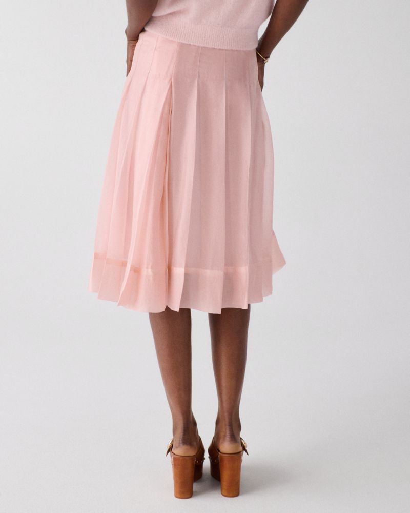 Kate Spade,Crinkled Organza Pleated Skirt,Organza,Polyester,A-Line,Pleated,Pleats,Lined,Day Party,Pink