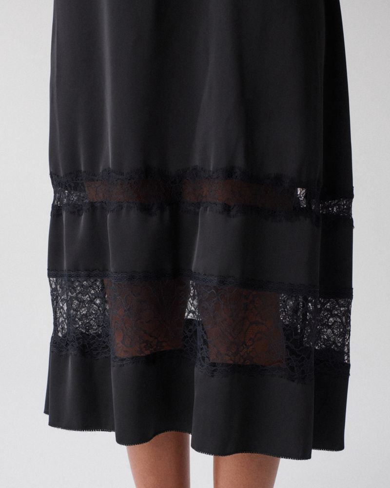 Kate Spade,Lace Trim Satin Slip Dress,