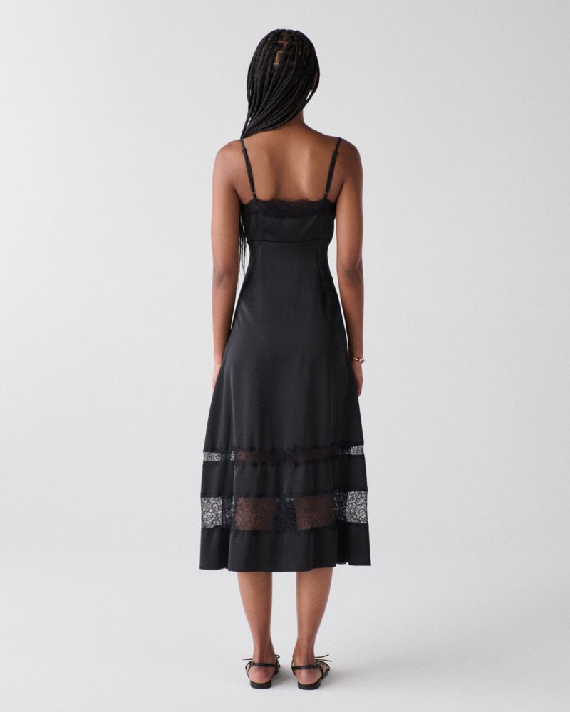 Kate Spade,Lace Trim Satin Slip Dress,