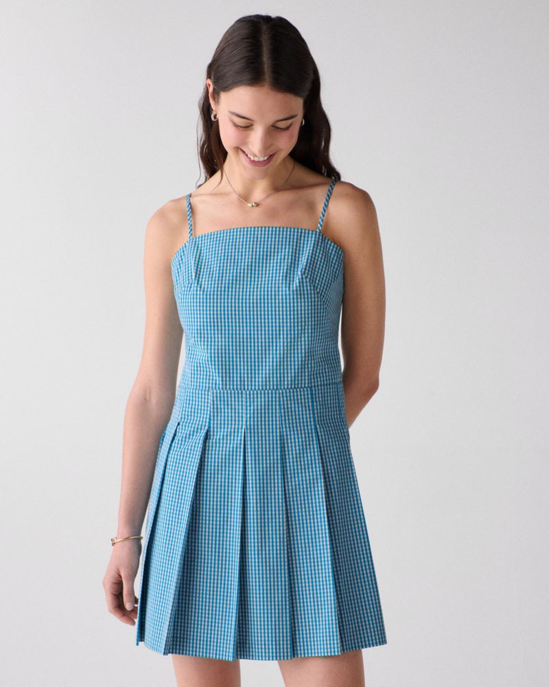 Kate Spade,Gingham Open Back Pleated Dress,