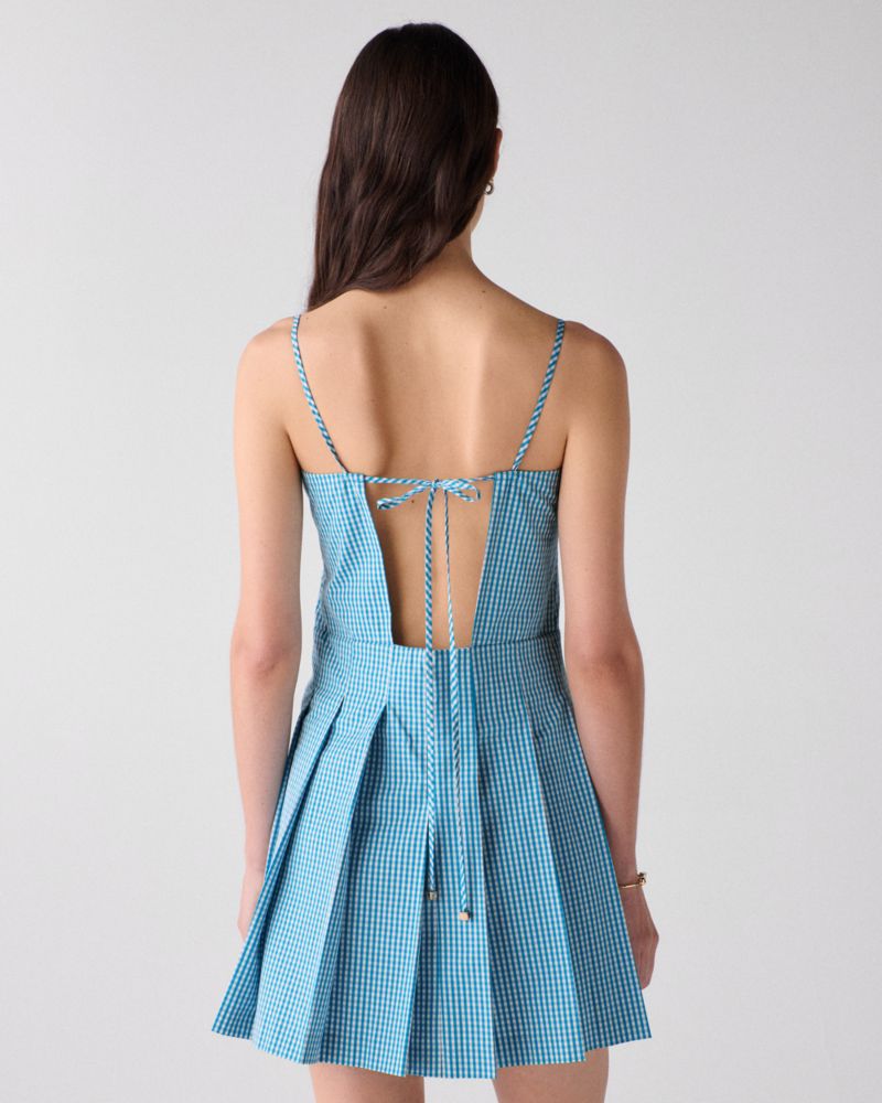 Kate Spade,Gingham Open Back Pleated Dress,