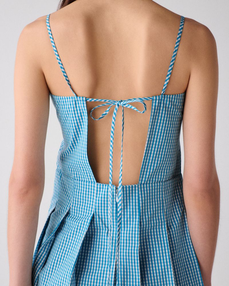 Kate Spade,Gingham Open Back Pleated Dress,