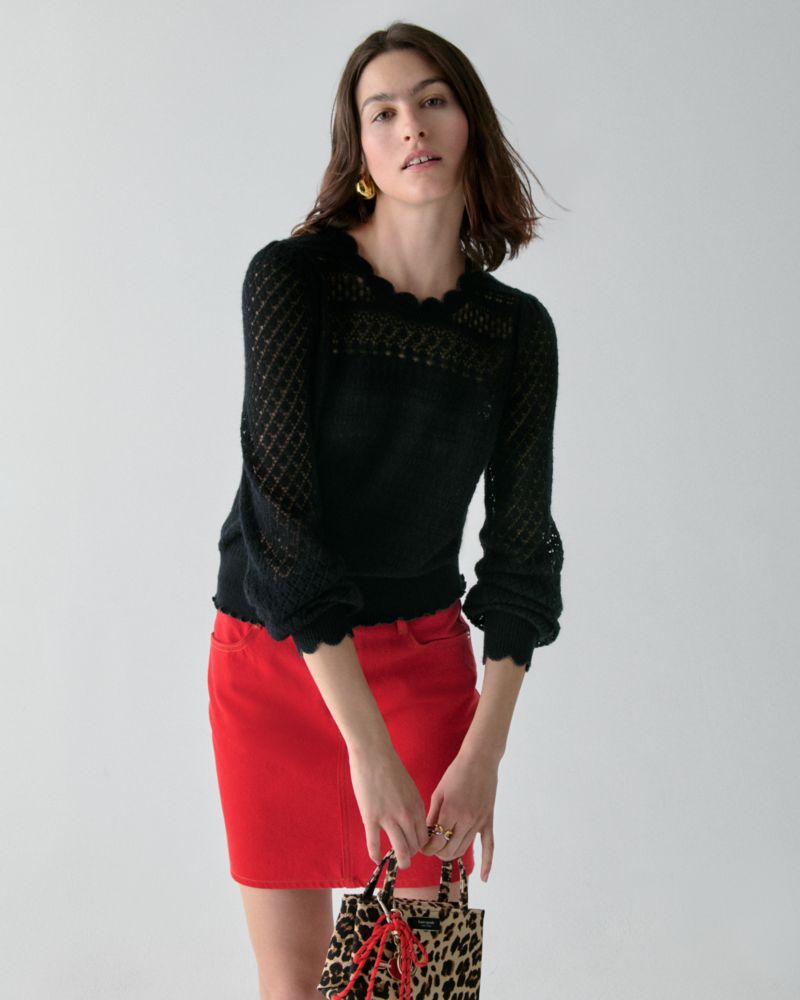 Kate Spade,Pointelle Sweater,Black