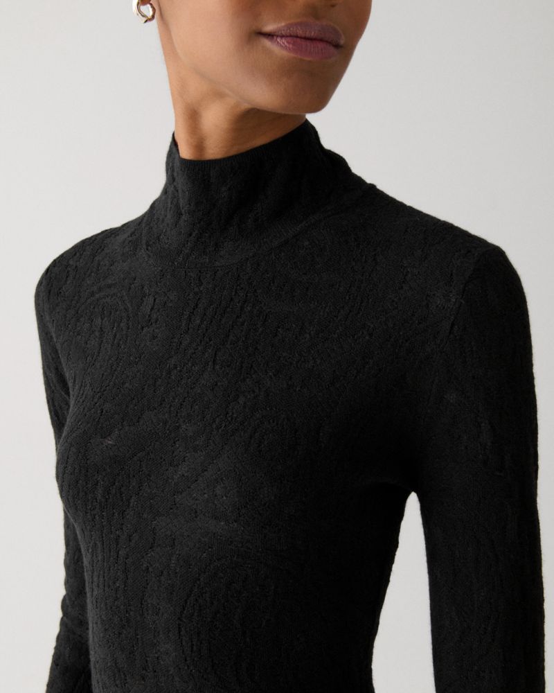 Kate Spade,Lace Knit Turtleneck Top,