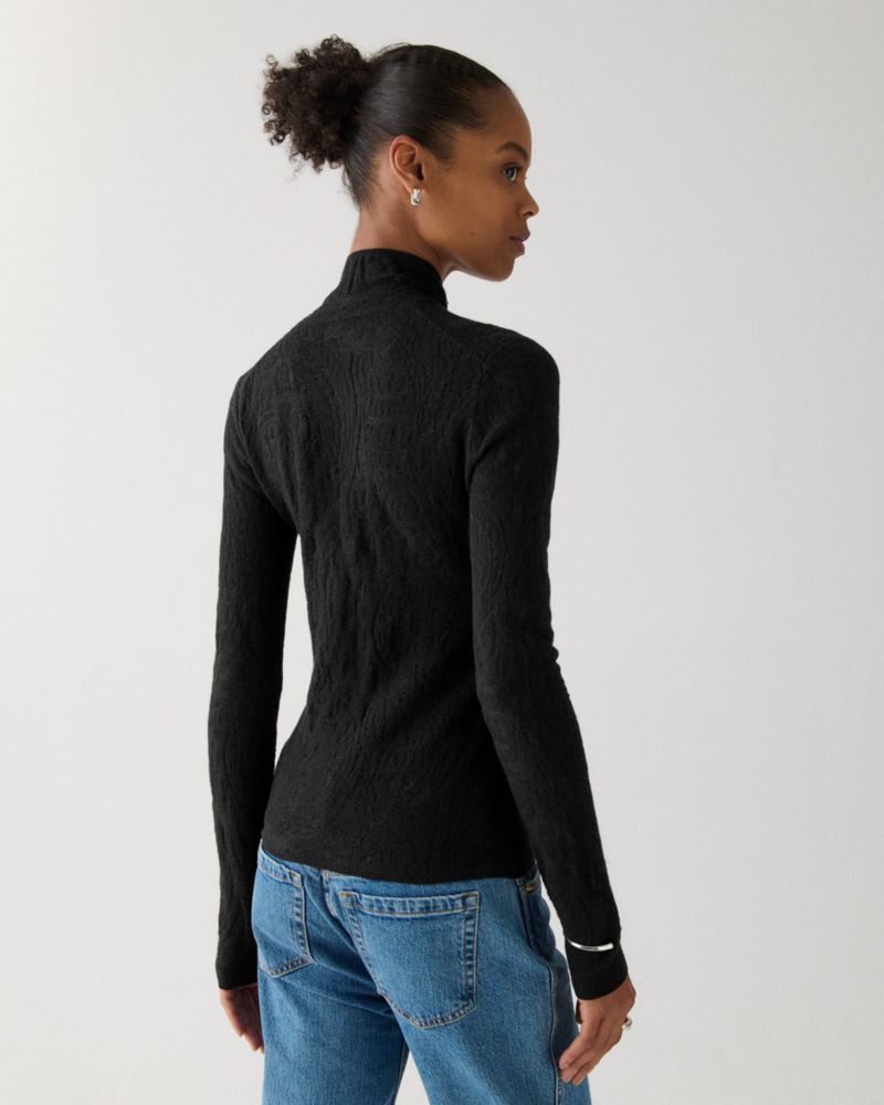 Kate Spade,Lace Knit Turtleneck Top,