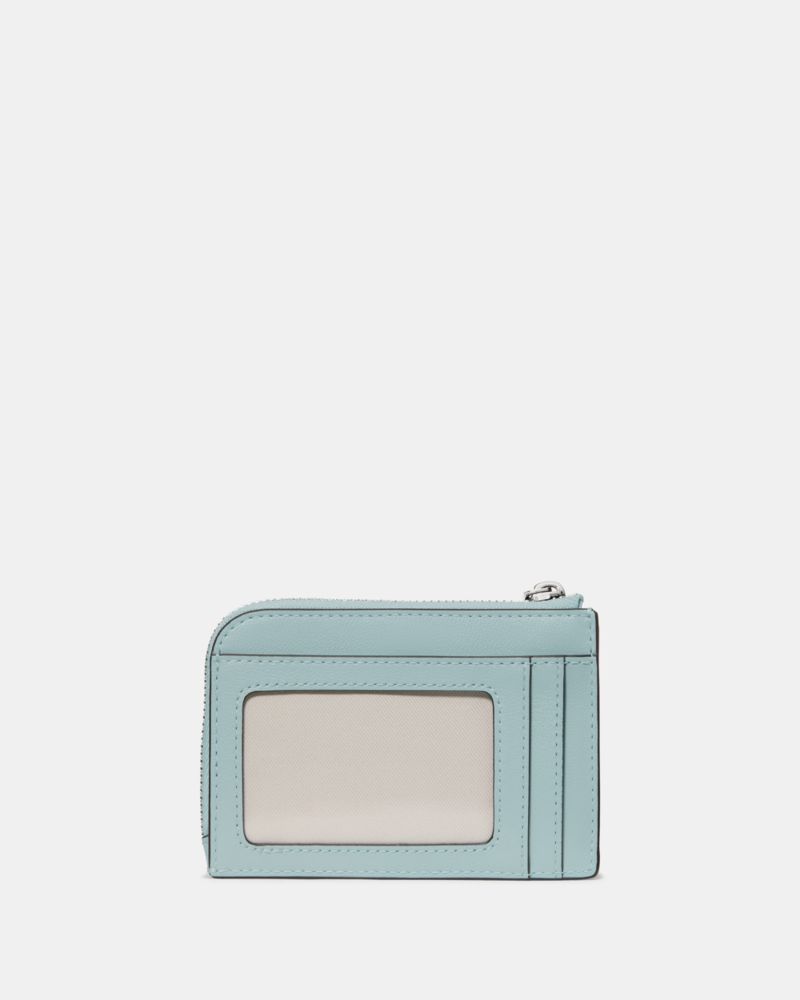 Kate Spade,Mini Zip Card Case,Leather,Card Case,Coin,Word Embellishment, Logo,Key Ring,RFID-Blocking,Casual, Valentine's D...,Blue