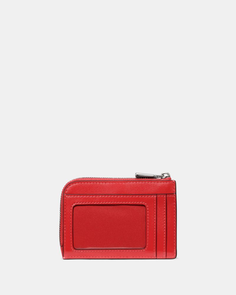 Kate Spade,Mini Zip Card Case,Leather,Card Case,Coin,Word Embellishment, Logo,Key Ring,RFID-Blocking,Casual, Valentine's D...,Red