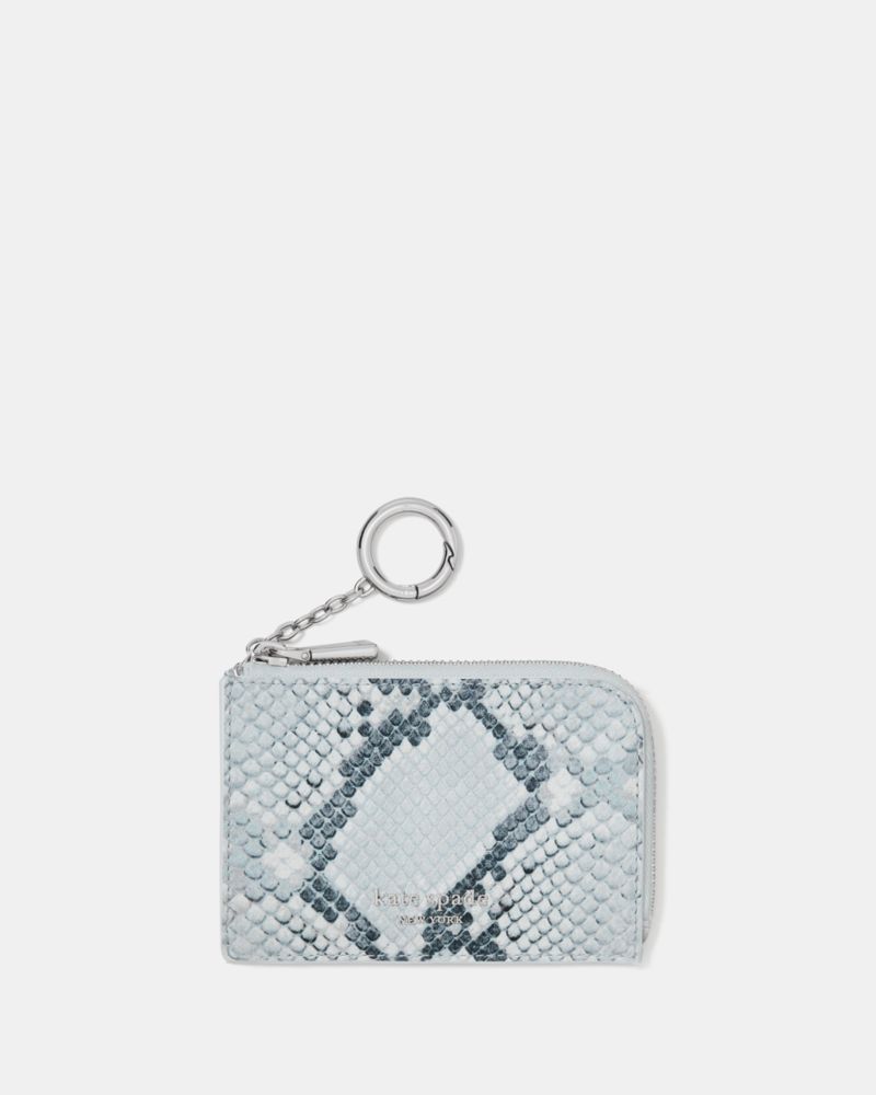 Kate Spade,Snake Embossed Mini Zip Card Case,Leather,Coin,Card Case,Metal,Logo,Casual,Multi Color