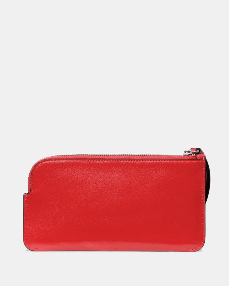 Kate Spade,Zippy Wristlet,Leather,Wristlet,Pouch,Word Embellishment, Logo,RFID-Blocking,Casual, Weekend Getaway, Girls' Tr...,Red