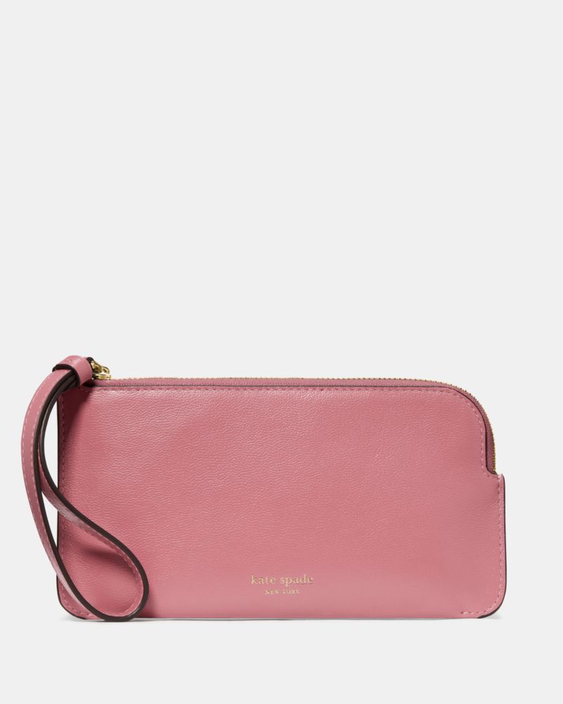 Kate Spade,Zippy Wristlet,Leather,Wristlet, Pouch,Word Embellishment, Logo,RFID-Blocking,Silver Metal,Casual, Valentine's ...,