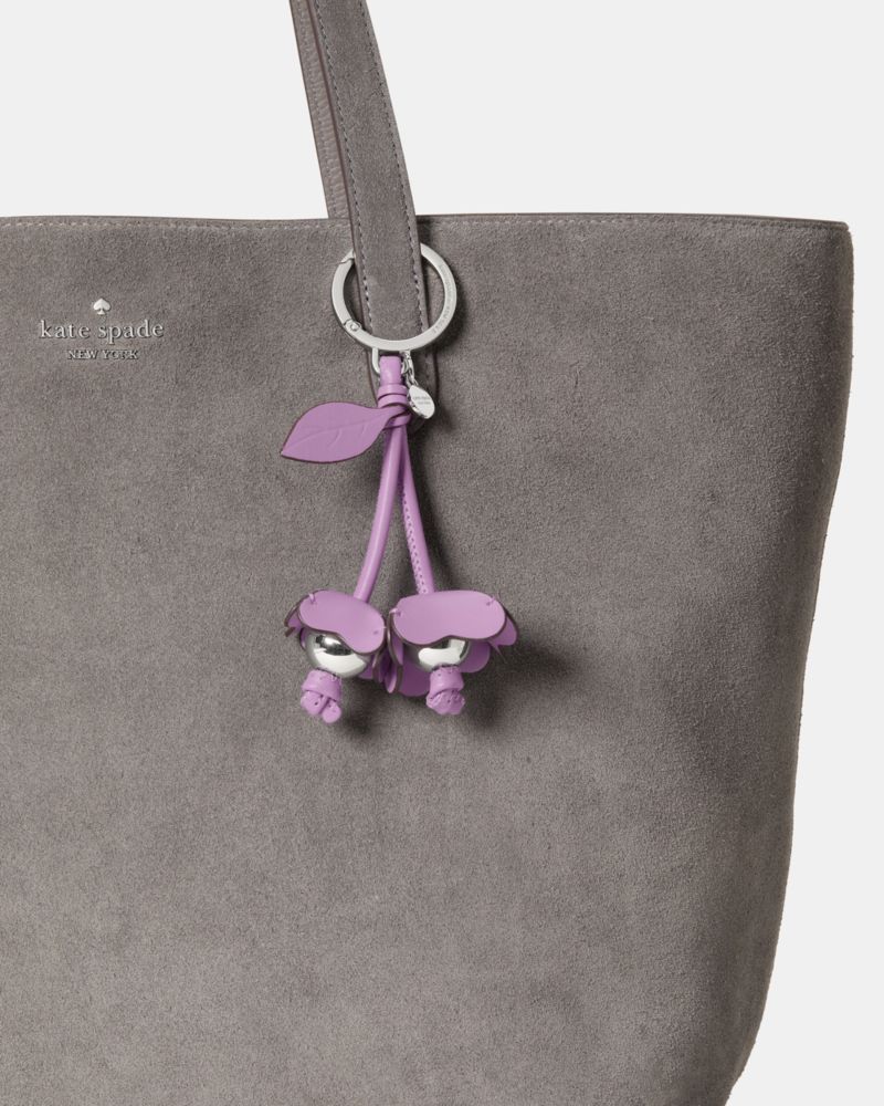 Kate Spade,3d Flower Bag Charm,Leather,Bag Charm,Embellished,Metal,Floral Embellishment,3D Embellishment,Logo,Compact,Key ...,Purple