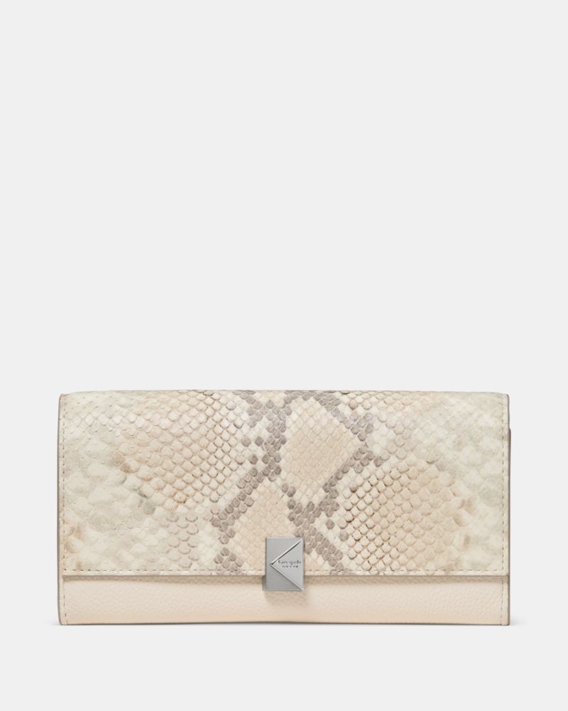 Kate Spade,Deco Snake Embossed Large Flap Wallet,