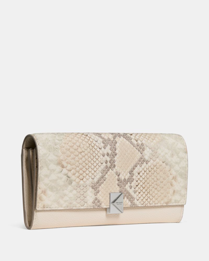 Kate Spade,Deco Snake Embossed Large Flap Wallet,