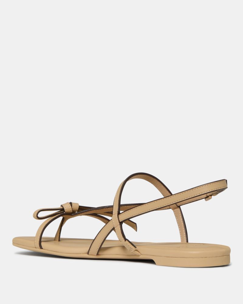Kate Spade,Loop Flat Sandal,Leather,Sandals,Bow,Casual,Beige