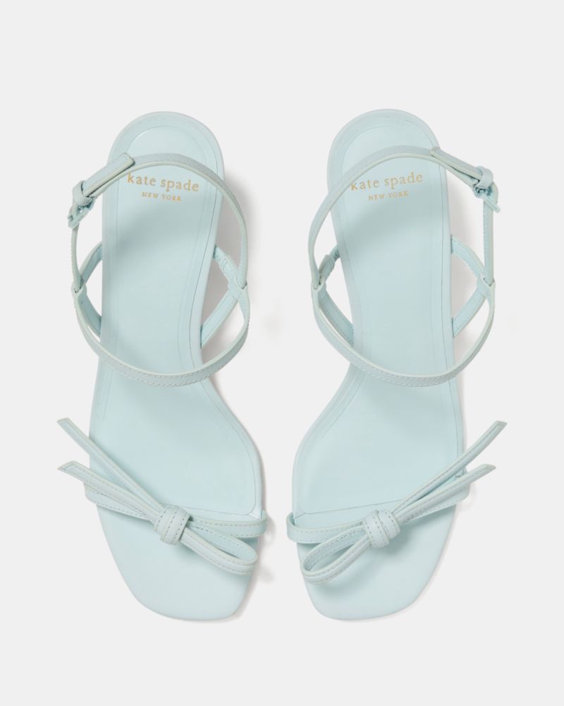 Kate Spade,Loop Block Heel Sandal,Lining Sheepskin,Leather,Sandals,Fabric,Bow,Lightweight,Day Party, Date Night,Blue