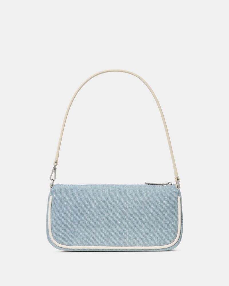 Kate Spade,Gemini Denim Mini Bag,Denim,Shoulder Bag,Metal Material,Metal,Logo,Silver Metal,Day Party,Blue