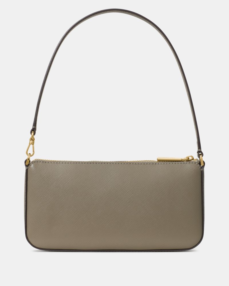 Kate Spade,Gemini Mini Bag,Leather,Shoulder Bag,Wristlet,Logo,Metal,Gold Metal,Casual,Gray