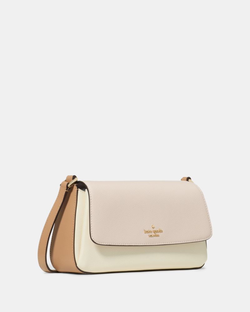 Kate Spade,Sutton Mini Crossbody Bag,Leather,Crossbody,Color Block,Logo,Metal,Set,Gold Metal,Casual,Cream