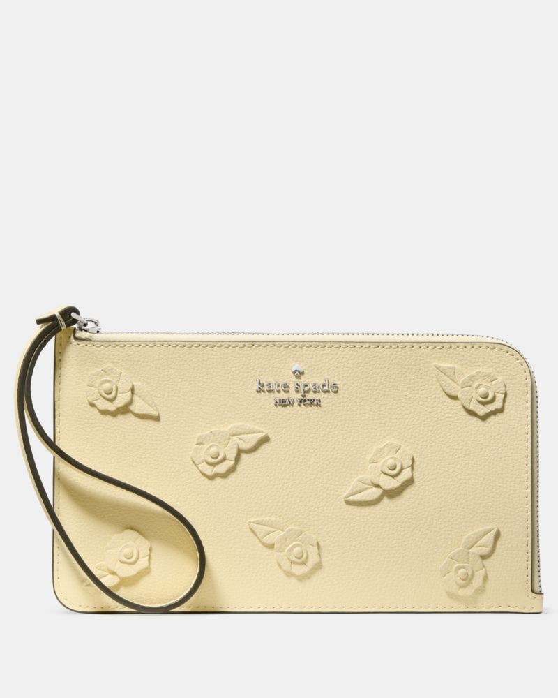 Kate Spade,Lucy Floral Wristlet,Cream