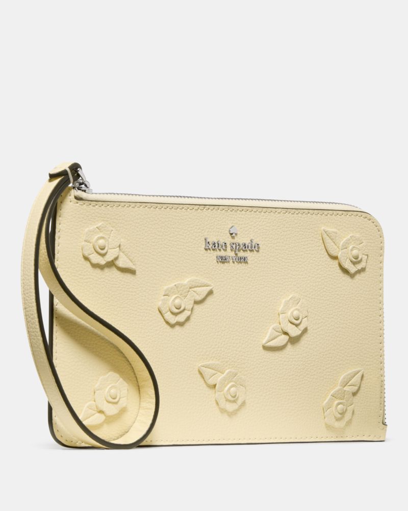 Kate Spade,Lucy Floral Wristlet,Cream