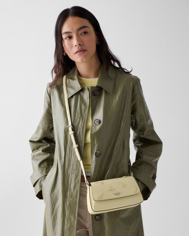 Kate Spade,Sutton Floral Mini Crossbody Bag,Leather,Crossbody,Logo,Metal,Applique,Casual,Cream