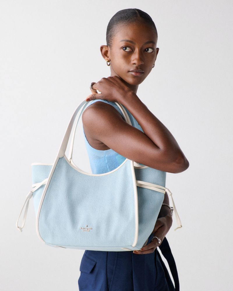 Kate Spade,スタッシュ デニム ミディアム キャリーオール,トート,ブルーマルチ