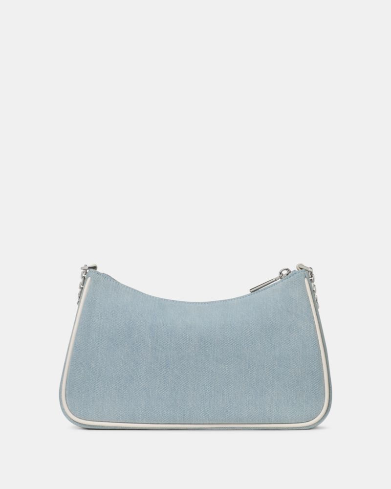 Kate Spade,Margot Denim Crossbody Bag,Denim,Shoulder Bag,Logo,Metal,Piping,Silver Metal,Day Party,Blue