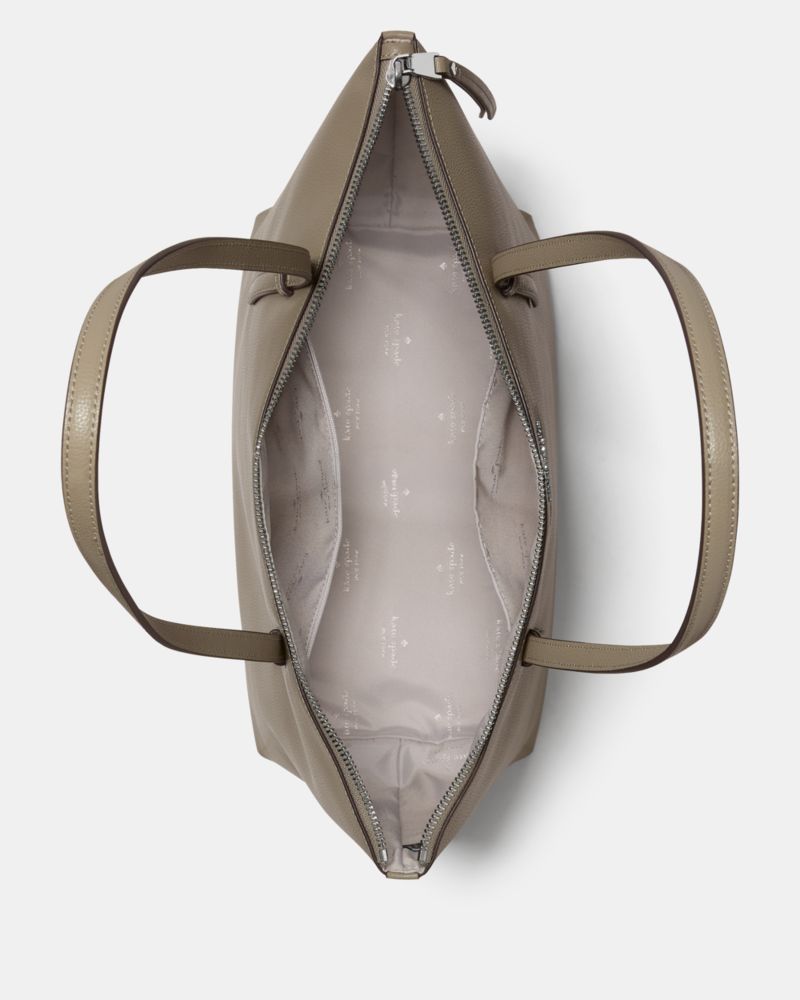 Kate Spade,All Day Tote,Leather,Tote,Gold Metal,Casual,Gray