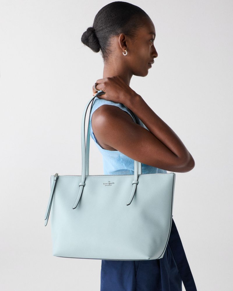 Kate Spade,All Day Tote,Leather,Tote,Gold Metal,Casual,Blue