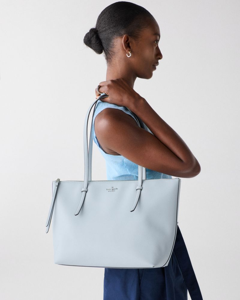 Kate Spade,All Day Tote,Leather,Tote,Gold Metal,Casual,Blue