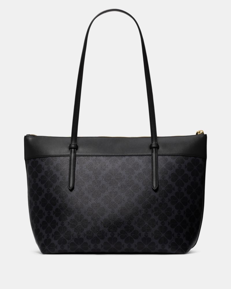 Kate Spade,All Day Spade Flower Tote Bag,Tote,PVC,Logo,Gold Metal,Work,Black