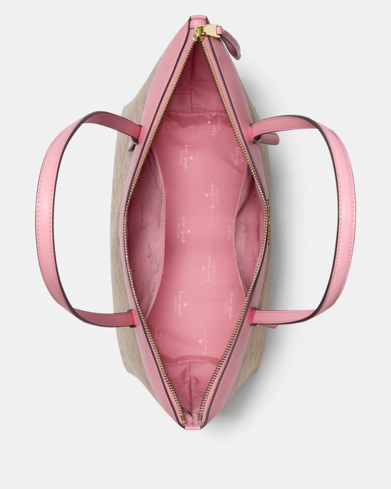 Kate Spade,All Day Spade Flower Tote Bag With Charm,Tote,PVC,Pendant,Logo,Color Block,Casual,Beige