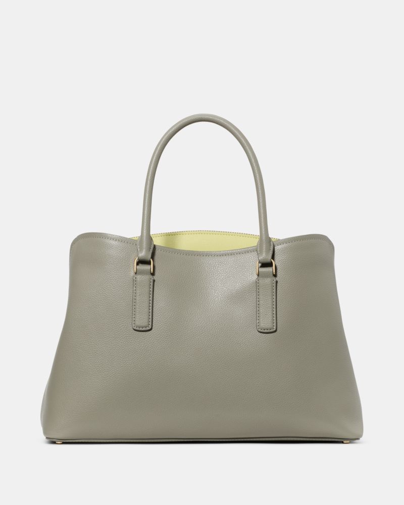 Kate Spade,Thompson Street Satchel Bag,Leather,Satchel,Color Block,Gold Metal,Casual,Gray