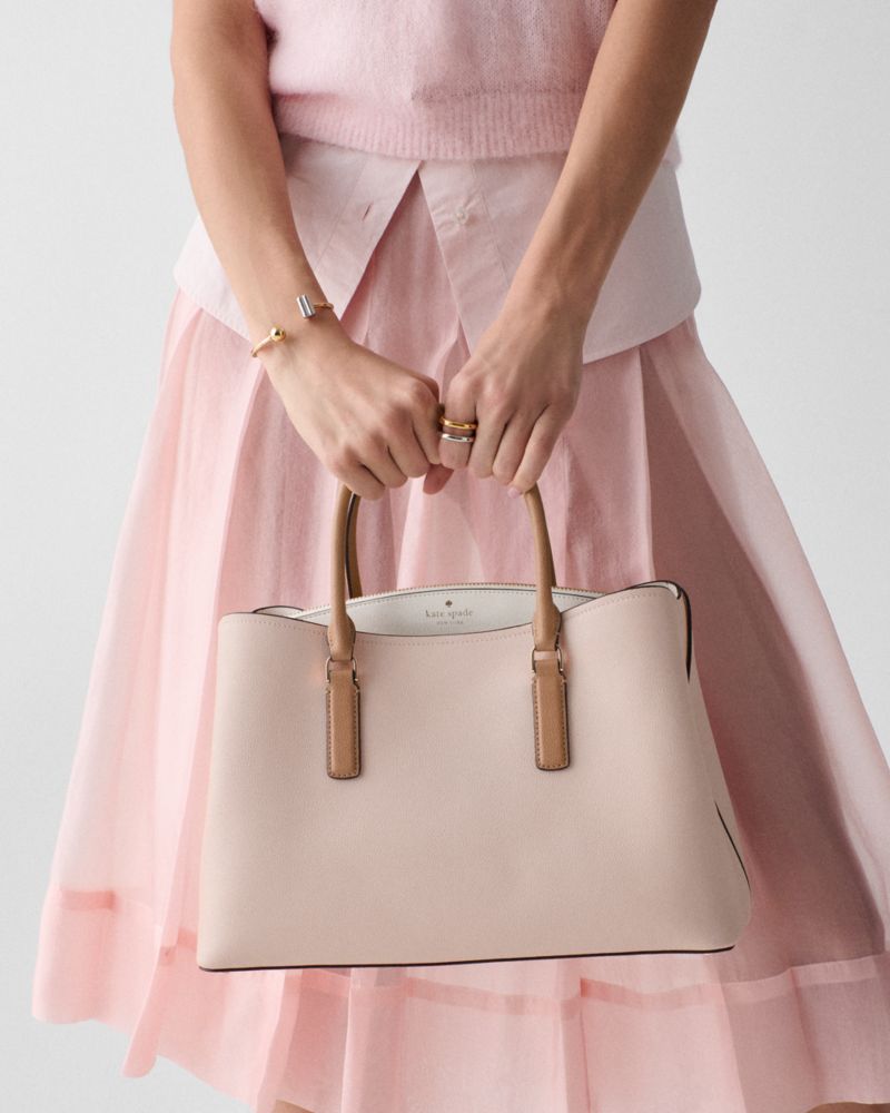 Kate Spade,Thompson Street Satchel Bag,Leather,Satchel,Color Block,Gold Metal,Casual,Pink