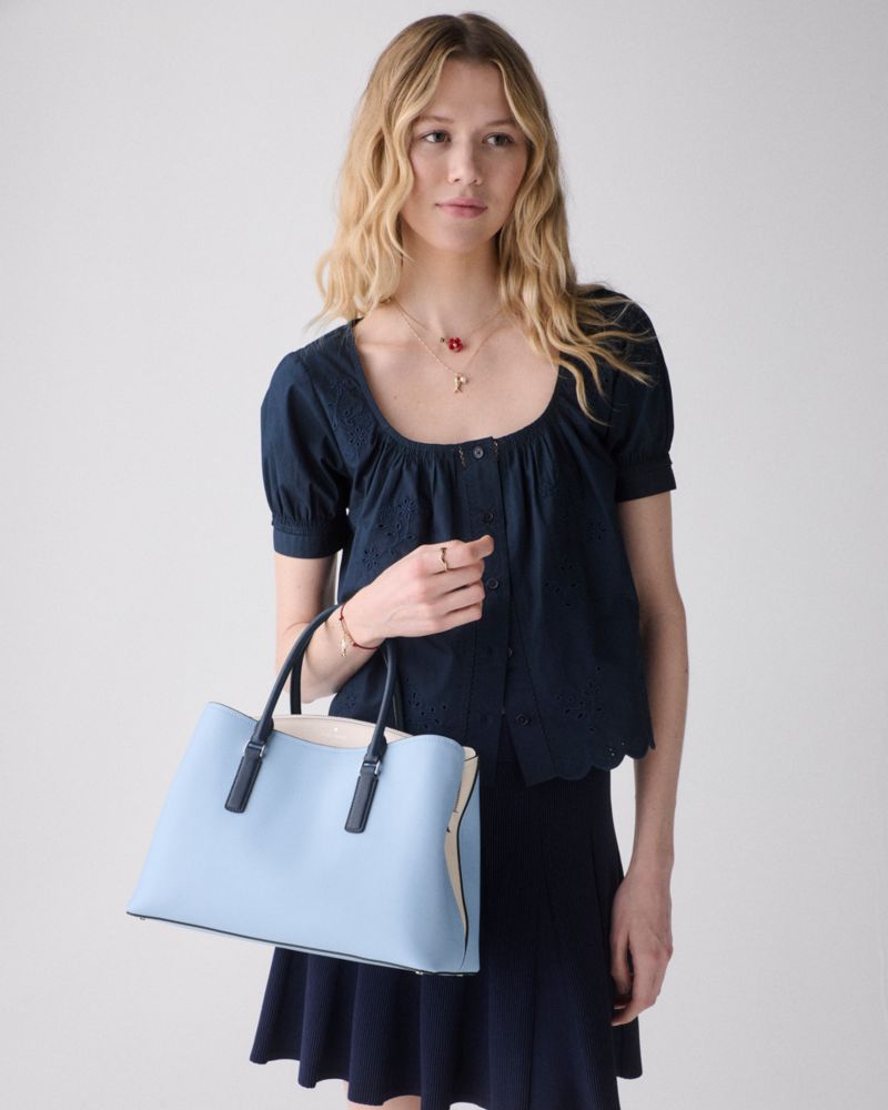 Kate Spade,Thompson Street Satchel Bag,Leather,Satchel,Color Block,Gold Metal,Casual,