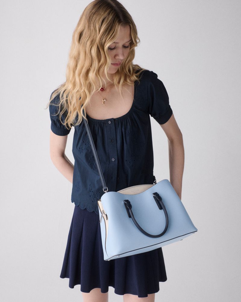 Kate Spade,Thompson Street Satchel Bag,Leather,Satchel,Color Block,Gold Metal,Casual,